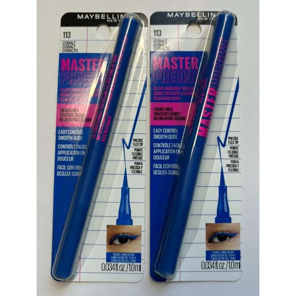 Maybelline Other - 2 Maybelline Master Precise All Day Liquid Liner Precise Flex Tip 113 Cobalt